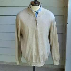 PETER MILLAR Beige Pima Cotton Cashmere Blend Mens XL Half‎ Zip Pullover Sweater